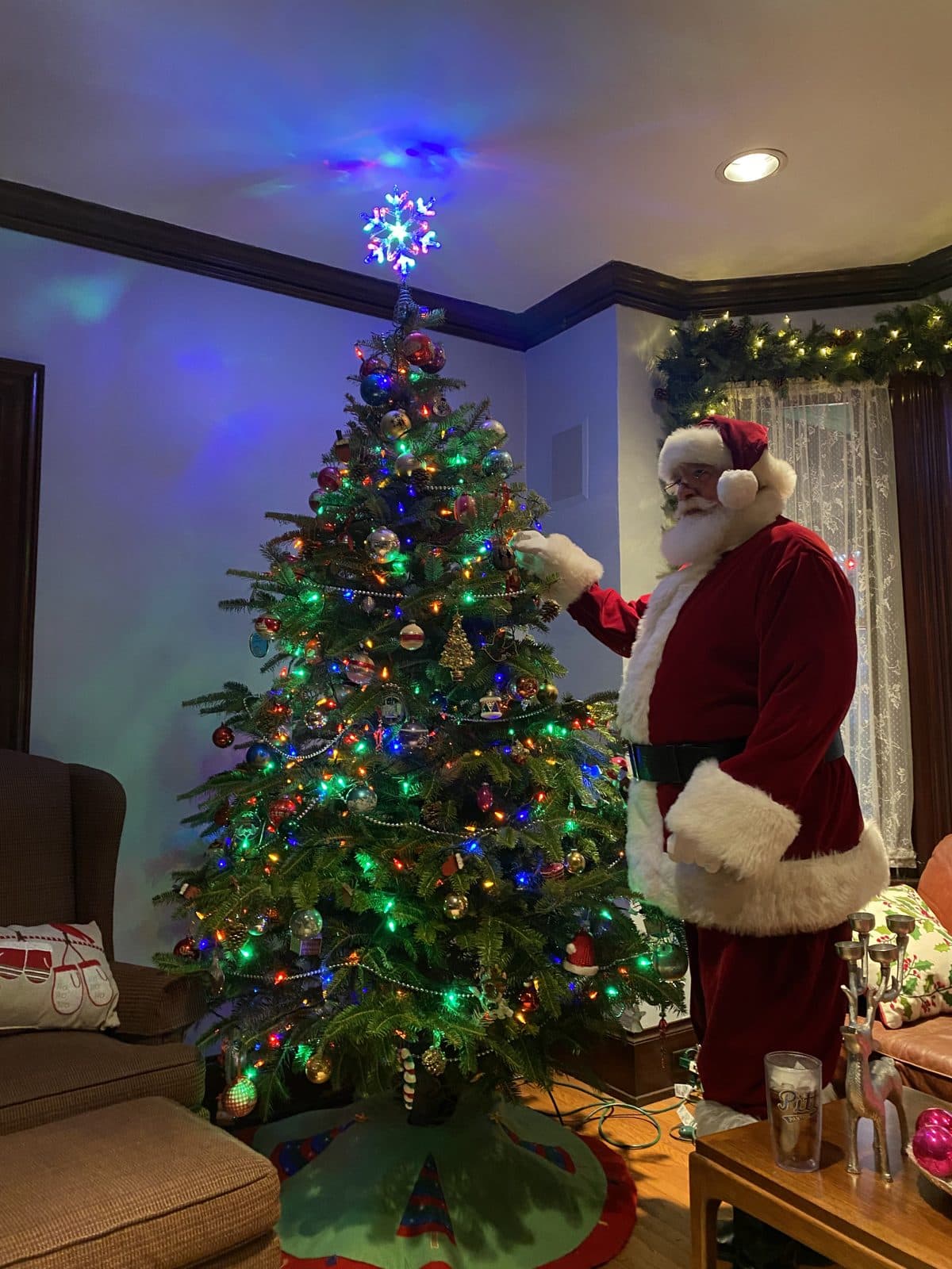 helping decorate the tree